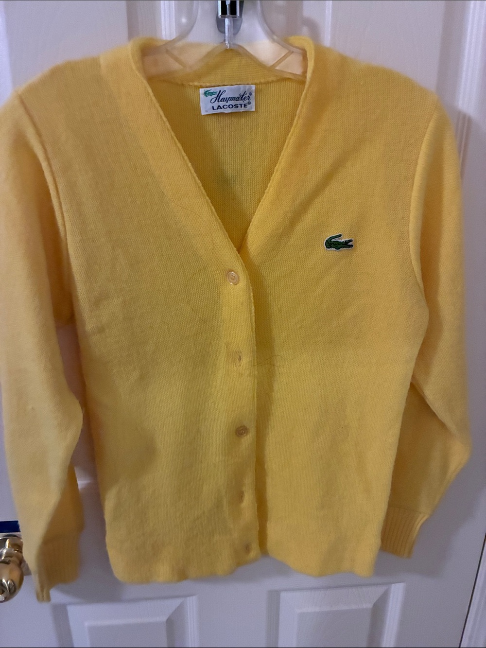 Lacoste “Haymaker” Pale Yellow V-Neck Button Cardigan